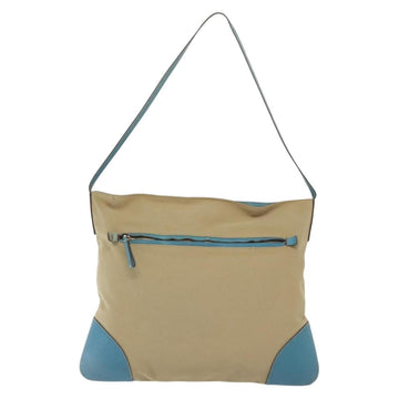 PRADA Shoulder Bag Canvas Beige Silver Auth 141428 - 0