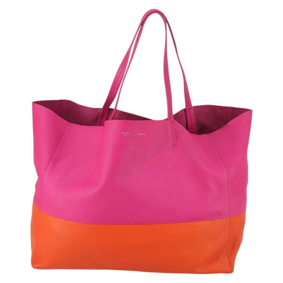 CELINE Horizontalkava Tote Bag Leather Pink Gold Auth 141430