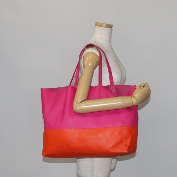 CELINE Horizontalkava Tote Bag Leather Pink Gold Auth 141430