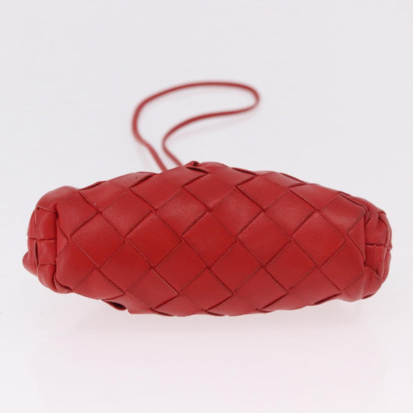 BOTTEGA VENETA INTRECCIATO Shoulder Bag Leather Red Auth 141432
