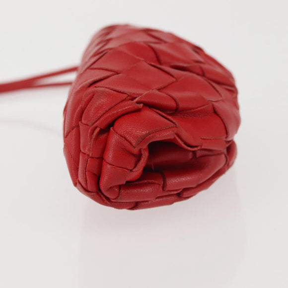 BOTTEGA VENETA INTRECCIATO Shoulder Bag Leather Red Auth 141432