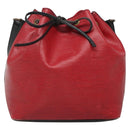 LOUIS VUITTON Epi Petit Noe Shoulder Bag Bicolor Black Red M44017 LV Auth 141440-13