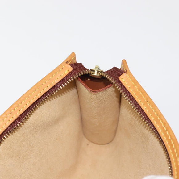 LOUIS VUITTON Nomad Leather Bucket PM Pouch Beige LV Auth 141449