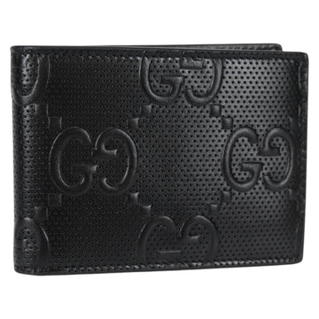 GUCCI GG Emboss Bifold Wallet Black 625559 Auth 141453M