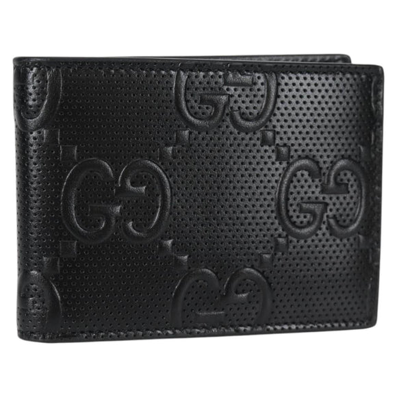 GUCCI GG Emboss Bifold Wallet Black 625559 Auth 141453M