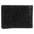GUCCI GG Emboss Bifold Wallet Black 625559 Auth 141453M-2