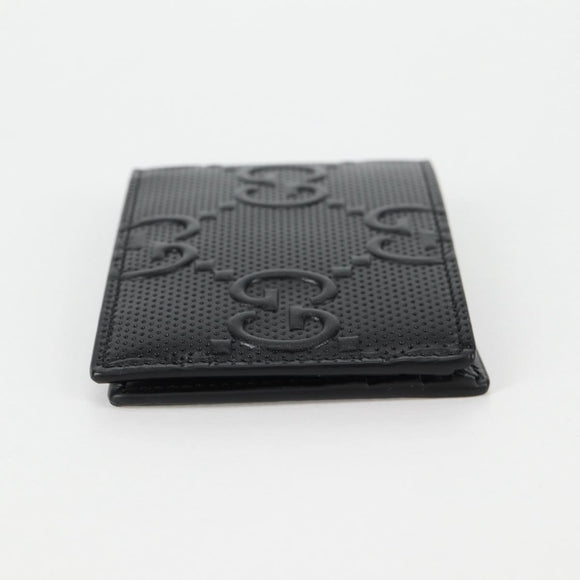 GUCCI GG Emboss Bifold Wallet Black 625559 Auth 141453M