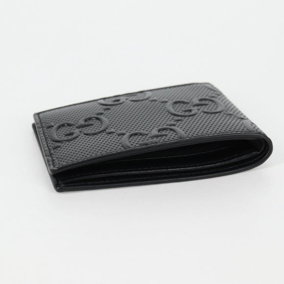 GUCCI GG Emboss Bifold Wallet Black 625559 Auth 141453M