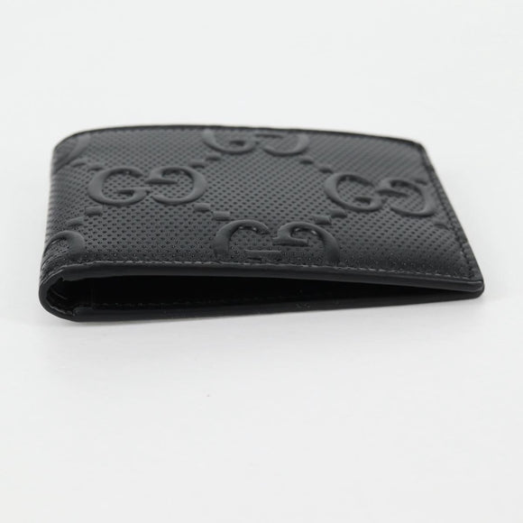 GUCCI GG Emboss Bifold Wallet Black 625559 Auth 141453M