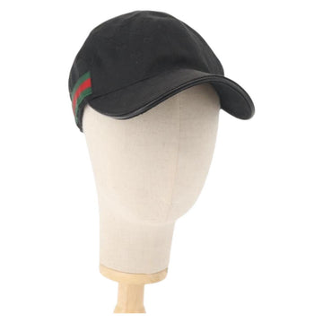 GUCCI Web Sherry Line GG Canvas Cap M Black Red Green 200035 Auth 141454