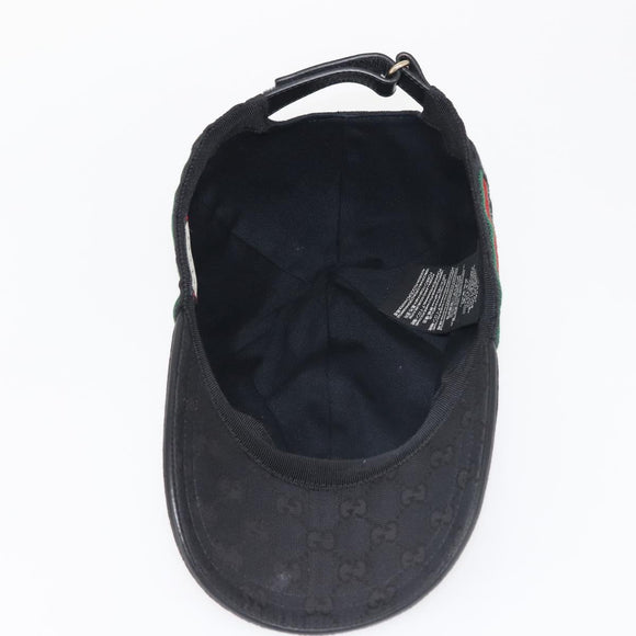 GUCCI Web Sherry Line GG Canvas Cap M Black Red Green 200035 Auth 141454