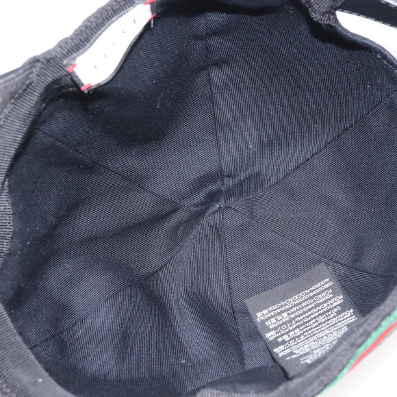 GUCCI Web Sherry Line GG Canvas Cap M Black Red Green 200035 Auth 141454