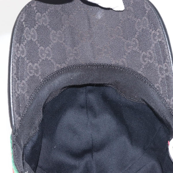 GUCCI Web Sherry Line GG Canvas Cap M Black Red Green 200035 Auth 141454
