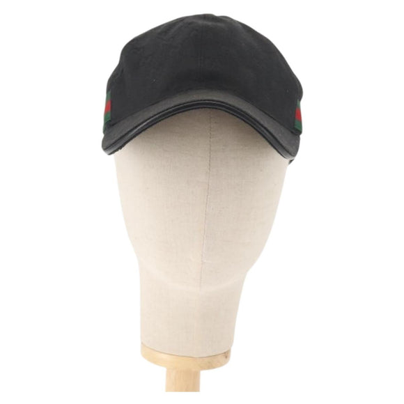 GUCCI Web Sherry Line GG Canvas Cap M Black Red Green 200035 Auth 141454