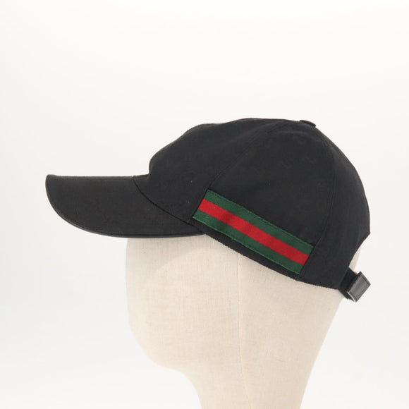 GUCCI Web Sherry Line GG Canvas Cap M Black Red Green 200035 Auth 141454
