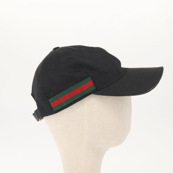 GUCCI Web Sherry Line GG Canvas Cap M Black Red Green 200035 Auth 141454