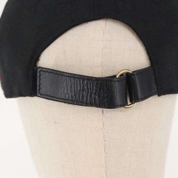 GUCCI Web Sherry Line GG Canvas Cap M Black Red Green 200035 Auth 141454