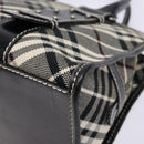 BURBERRY Nova Check Blue Label Hand Bag Canvas Black Silver Auth 141481-9