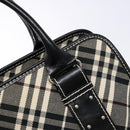 BURBERRY Nova Check Blue Label Hand Bag Canvas Black Silver Auth 141481-17