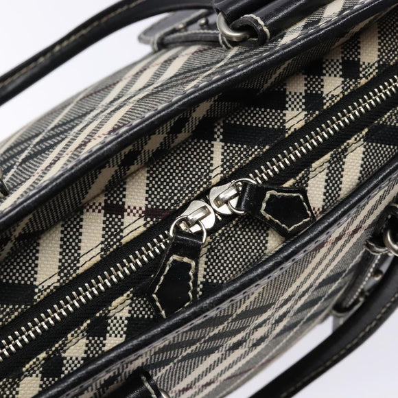 BURBERRY Nova Check Blue Label Hand Bag Canvas Black Silver Auth 141481