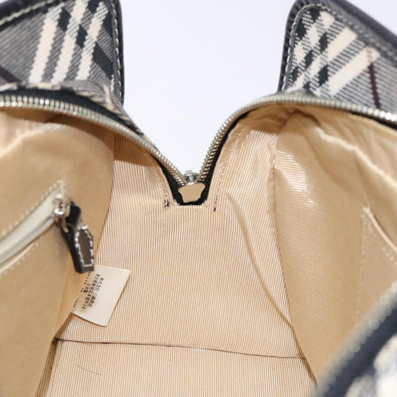 BURBERRY Nova Check Blue Label Hand Bag Canvas Black Silver Auth 141481