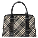 BURBERRY Nova Check Blue Label Hand Bag Canvas Black Silver Auth 141481-13