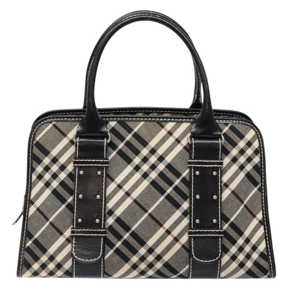 BURBERRY Nova Check Blue Label Hand Bag Canvas Black Silver Auth 141481