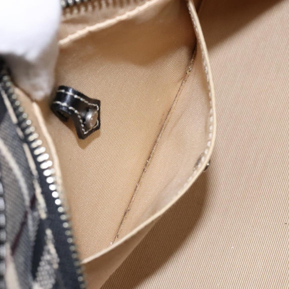 BURBERRY Nova Check Blue Label Hand Bag Canvas Black Silver Auth 141481