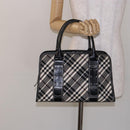 BURBERRY Nova Check Blue Label Hand Bag Canvas Black Silver Auth 141481-22