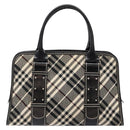 BURBERRY Nova Check Blue Label Hand Bag Canvas Black Silver Auth 141481-2