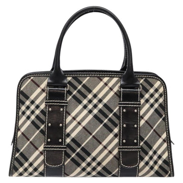 BURBERRY Nova Check Blue Label Hand Bag Canvas Black Silver Auth 141481 - 0