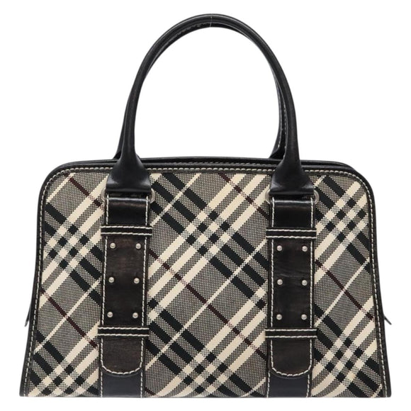 BURBERRY Nova Check Blue Label Hand Bag Canvas Black Silver Auth 141481
