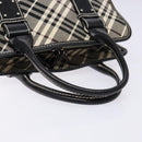 BURBERRY Nova Check Blue Label Hand Bag Canvas Black Silver Auth 141481-7