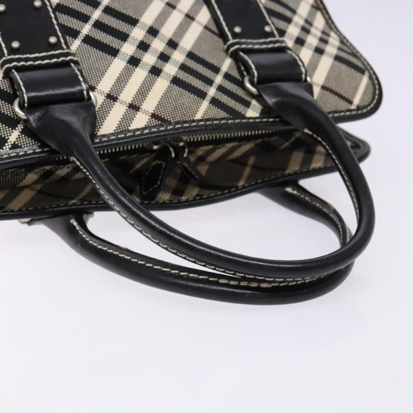 BURBERRY Nova Check Blue Label Hand Bag Canvas Black Silver Auth 141481