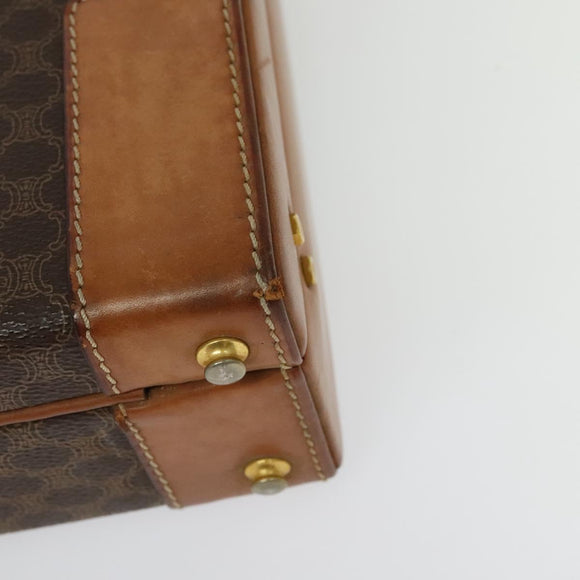 CELINE Macadam Canvas Trunk PVC Leather Brown Gold Auth 141482