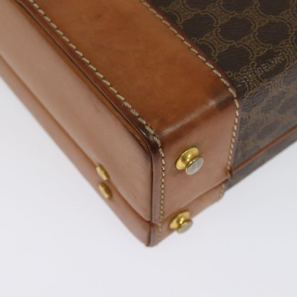 CELINE Macadam Canvas Trunk PVC Leather Brown Gold Auth 141482A