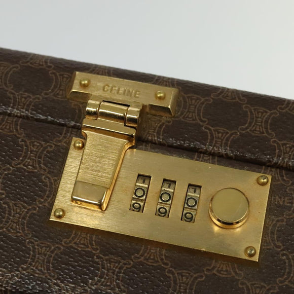 CELINE Macadam Canvas Trunk PVC Leather Brown Gold Auth 141482