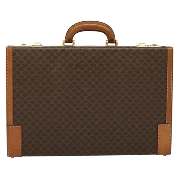 CELINE Macadam Canvas Trunk PVC Leather Brown Gold Auth 141482