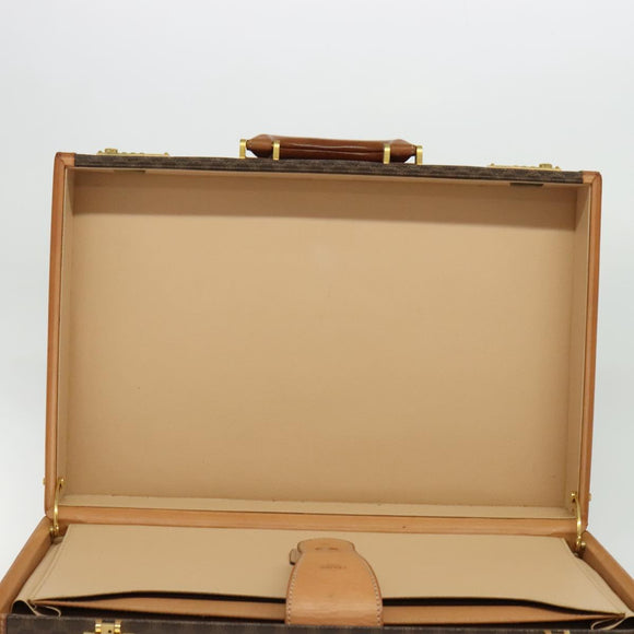 CELINE Macadam Canvas Trunk PVC Leather Brown Gold Auth 141482A
