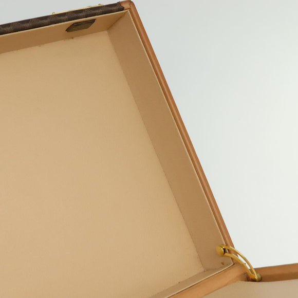 CELINE Macadam Canvas Trunk PVC Leather Brown Gold Auth 141482A