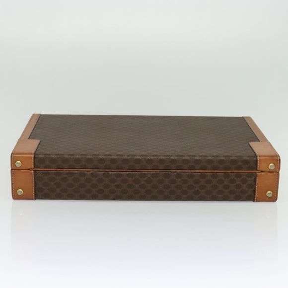 CELINE Macadam Canvas Trunk PVC Leather Brown Gold Auth 141482