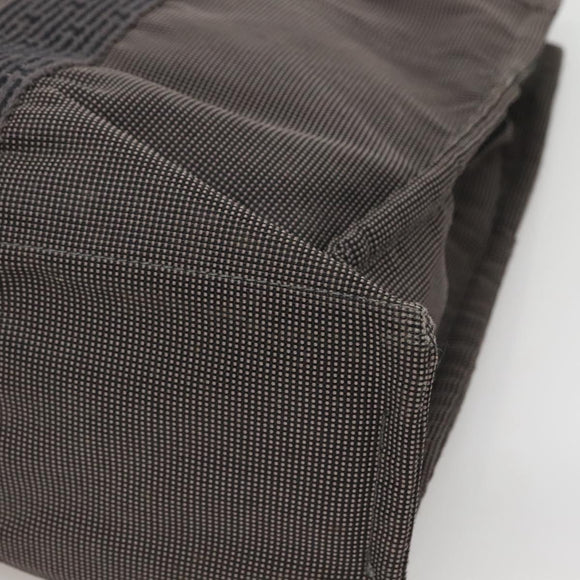 HERMES Her Line MM Hand Bag Canvas Gray Silver Auth 141483