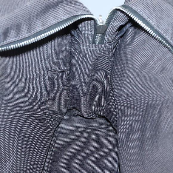 HERMES Her Line MM Hand Bag Canvas Gray Silver Auth 141483