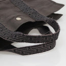 HERMES Her Line MM Hand Bag Canvas Gray Silver Auth 141483-7