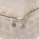 CHANEL New Travel line Hand Bag Nylon Beige Silver CC Auth 141486-12
