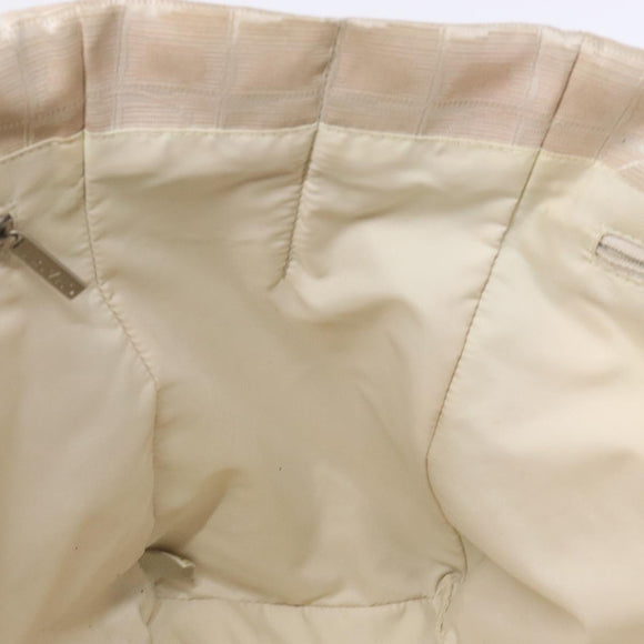 CHANEL New Travel line Hand Bag Nylon Beige Silver CC Auth 141486