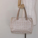 CHANEL New Travel line Hand Bag Nylon Beige Silver CC Auth 141486-22