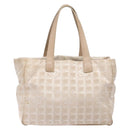 CHANEL New Travel line Hand Bag Nylon Beige Silver CC Auth 141486-3