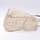 CHANEL New Travel line Hand Bag Nylon Beige Silver CC Auth 141486-4