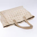 CHANEL New Travel line Hand Bag Nylon Beige Silver CC Auth 141486-6